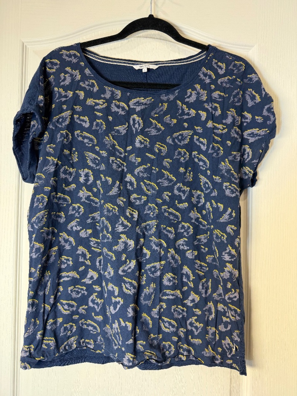 Sandwich Navy Blue Animal Print T-Shirt Women’s L EU Rolled Sleeve Casual Top